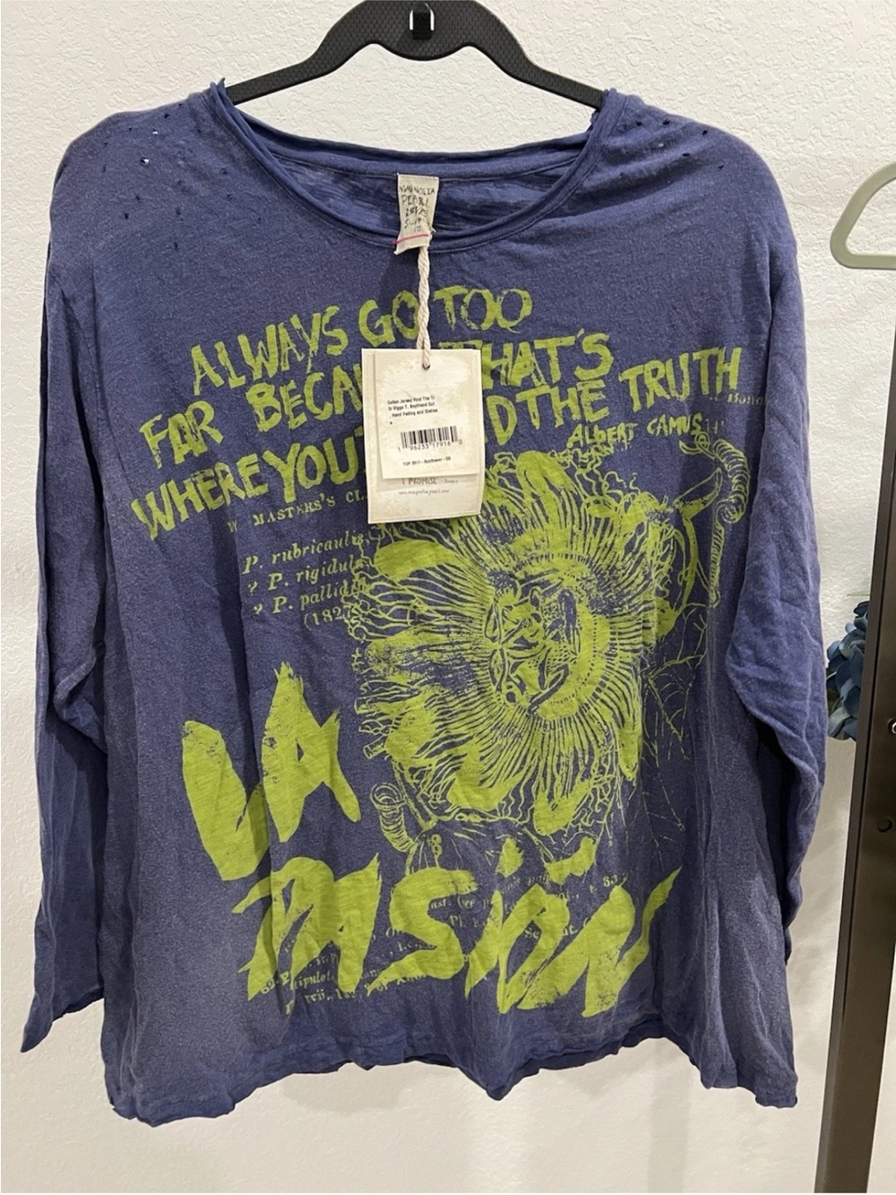 Magnolia Pearl Navy Long Sleeve Tee with Lime Graphic Floral Print